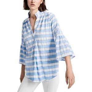 Smythe Trumpet Sleeve Tunic‎ Blue White Stripe Flare Sleeve Size Small Chic Sexy